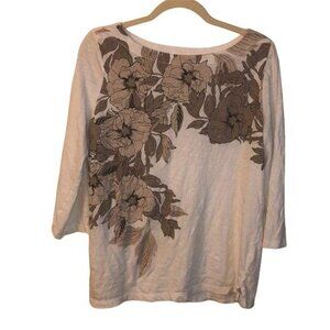 Loft Womens Floral Print Long Sleeve Top Size L